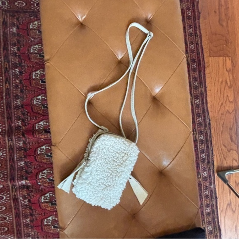 Cream Crossbody Bag with real Sherpa